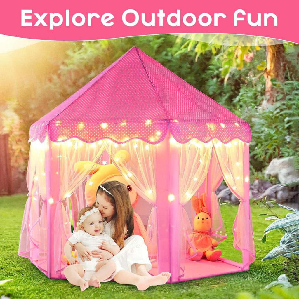 Princess House for Kids - Monobeach Dream Castle Play Tent with Star Lights, a Perfect Gift for Girls