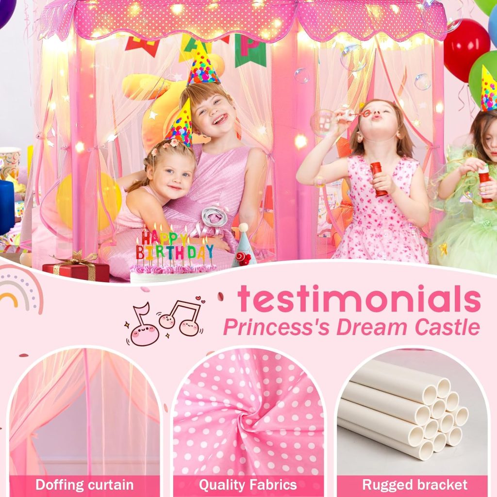 Princess House for Kids - Monobeach Dream Castle Play Tent with Star Lights, a Perfect Gift for Girls