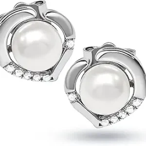 Shop Heart-Shaped Pearl Earrings: QUADRI 925 Sterling Silver Heart Earrings with 6.5mm Cultured Pearls – Perfect Jewelry Gift from Italy, Box Included