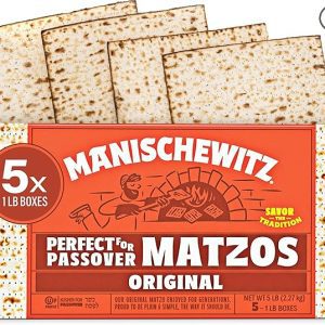 Matzav: Manischewitz Passover Matzo – Original 5x1lb Boxes with Only Two Ingredients (Flour and Water) – Unsalted, Kosher for Passover and Year-Round Enjoyment
