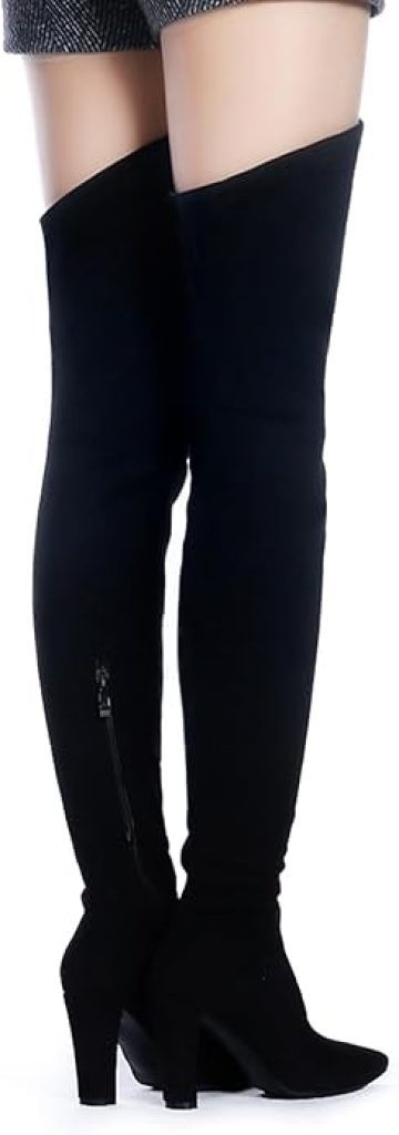 Thigh High Boots: Shoe'N Tale Women's Stretch Suede Chunky Heel Over The Knee Boots 3 Thigh High Boots: Shoe'N Tale Women's Stretch Suede Chunky Heel Over The Knee Boots