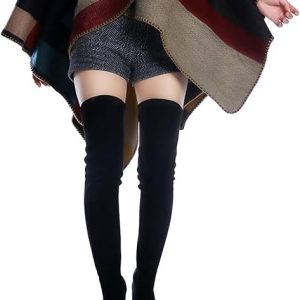 Thigh High Boots: Shoe’N Tale Women’s Stretch Suede Chunky Heel Over The Knee Boots