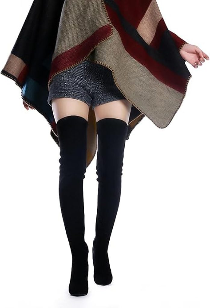 Thigh High Boots: Shoe'N Tale Women's Stretch Suede Chunky Heel Over The Knee Boots 2 Thigh High Boots: Shoe'N Tale Women's Stretch Suede Chunky Heel Over The Knee Boots