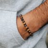 Bracelet Bracelet Men: RANKEEF Tiger Eye Adjustable 8MM Natural Stone Stretch Bracelet – Black Crystal Beaded Gift for Men and Women