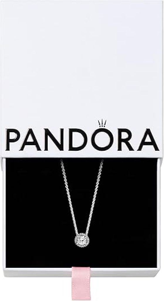 Pandora Necklace: PANDORA Round Sparkle Halo Adjustable Necklace in Sterling Silver & Cubic