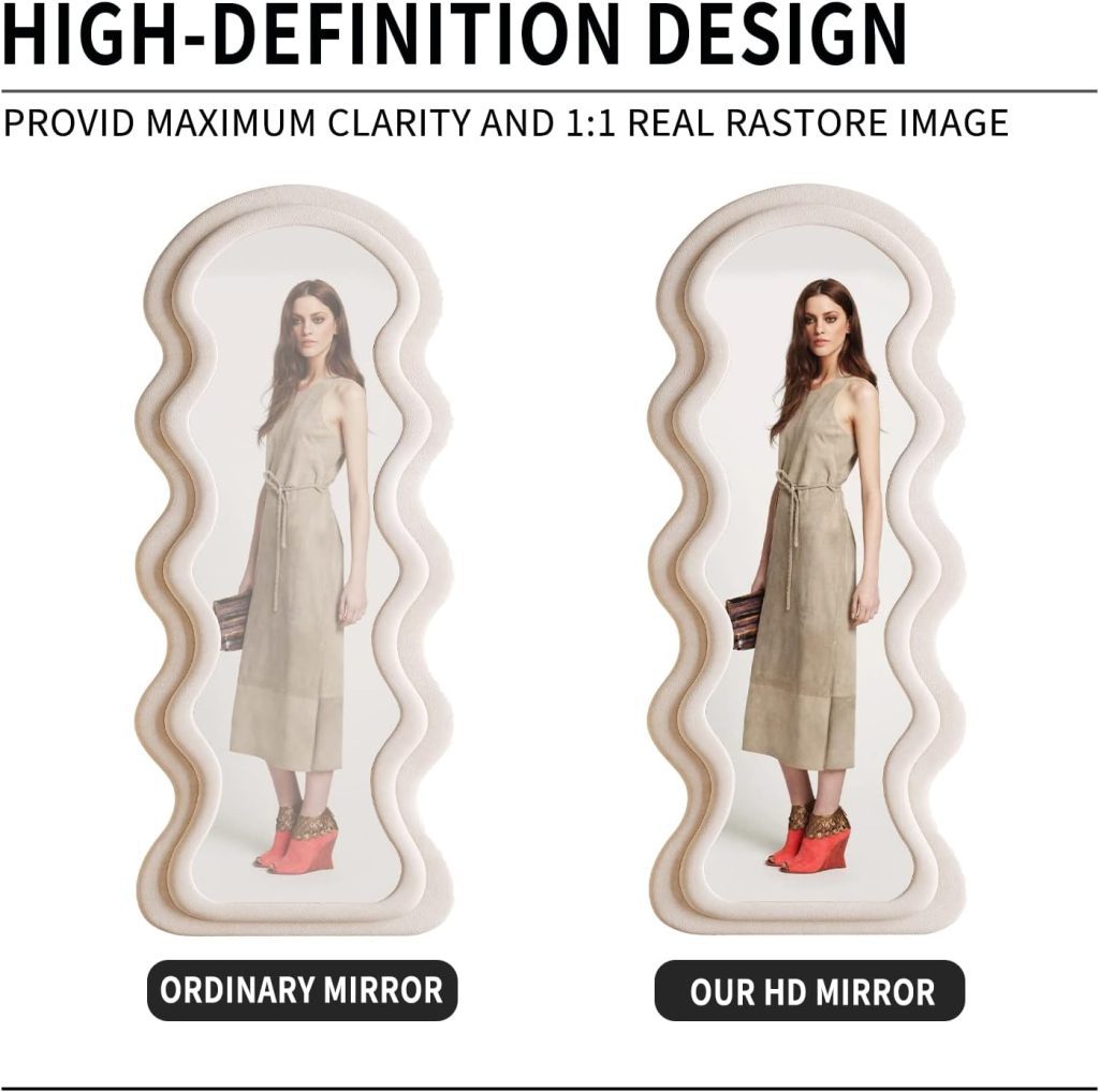 Shop Wavy Mirror: BOJOY 63x24in Full Length Arched Mirror for Wall Mounting, Standing, or Leaning - White