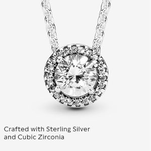Pandora Necklace: PANDORA Round Sparkle Halo Adjustable Necklace in Sterling Silver & Cubic