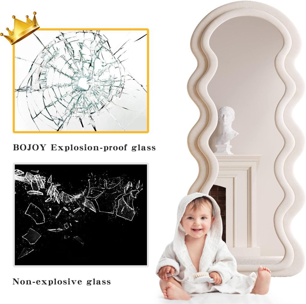 Shop Wavy Mirror: BOJOY 63x24in Full Length Arched Mirror for Wall Mounting, Standing, or Leaning - White