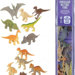 Dino Tube: Wild Republic Dinosaur Figurines Set with T-Rex, Triceratops, Velociraptor, and More – 1.5″ to 3″ Toys