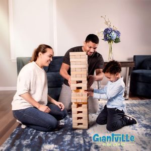Shop Sunnylife Giant Tumbling Tower – Premium Life-Size Pine Wood Blocks Game for Kids & Adults – 56-Piece Set Grows Over 4 Feet with Carry Bag