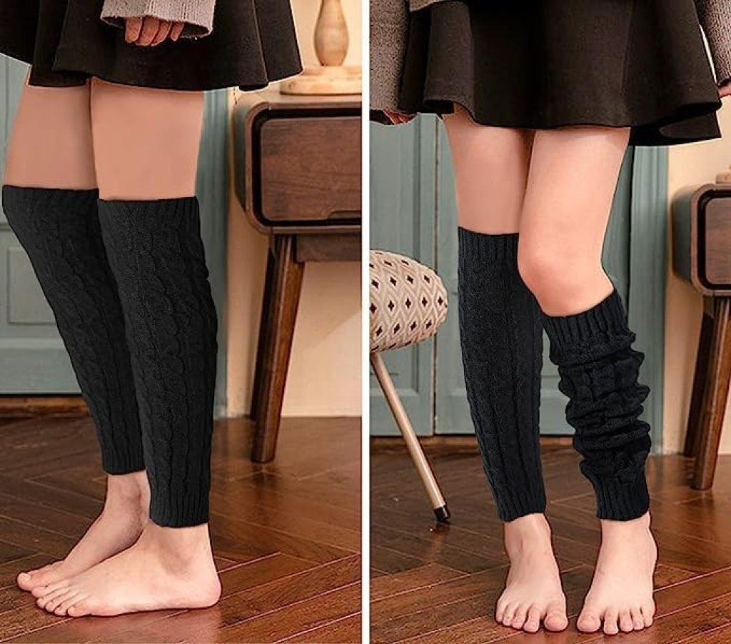 Leg Warmers for Women by Loritta – Winter Knit Long Boot Socks, Slouch Knee High 80s Style Party Wear