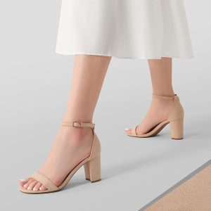 Nude Heels for Women – Chunky Low Heel Pump Sandals by DREAM PAIRS