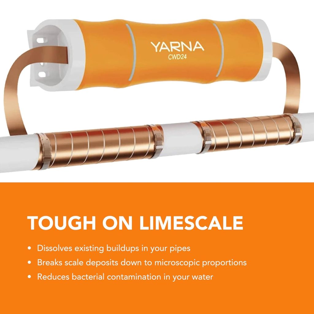 Whole House Water Softener – YARNA Electronic Water Descaler No-Salt System for Limescale & Mineral Reduction, Fits Pipes Up to 1 Inch, Model CWD24