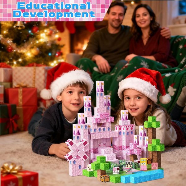 Castle Learning Magnetic Blocks – 100PCS Princess Castle Building Set & STEM Educational Toys for Kids Ages 3-8