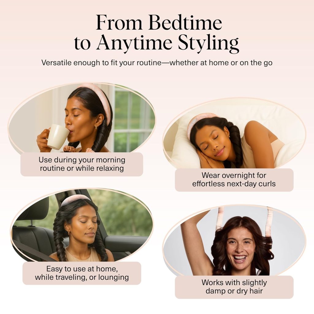 Heatless Curls: Kitsch Satin Curling Set for Overnight Use with 34" Hair Curler & 2 Satin Scrunchies – Enjoy Frizz-Free, No Heat Damage Styling in Sunset Tie Dye