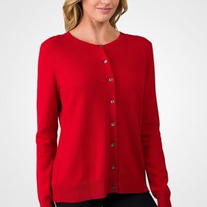 Cashmere Sweater for Women – 100% Pure Cashmere Button-Front Long Sleeve Crewneck Cardigan by JENNIE LIU