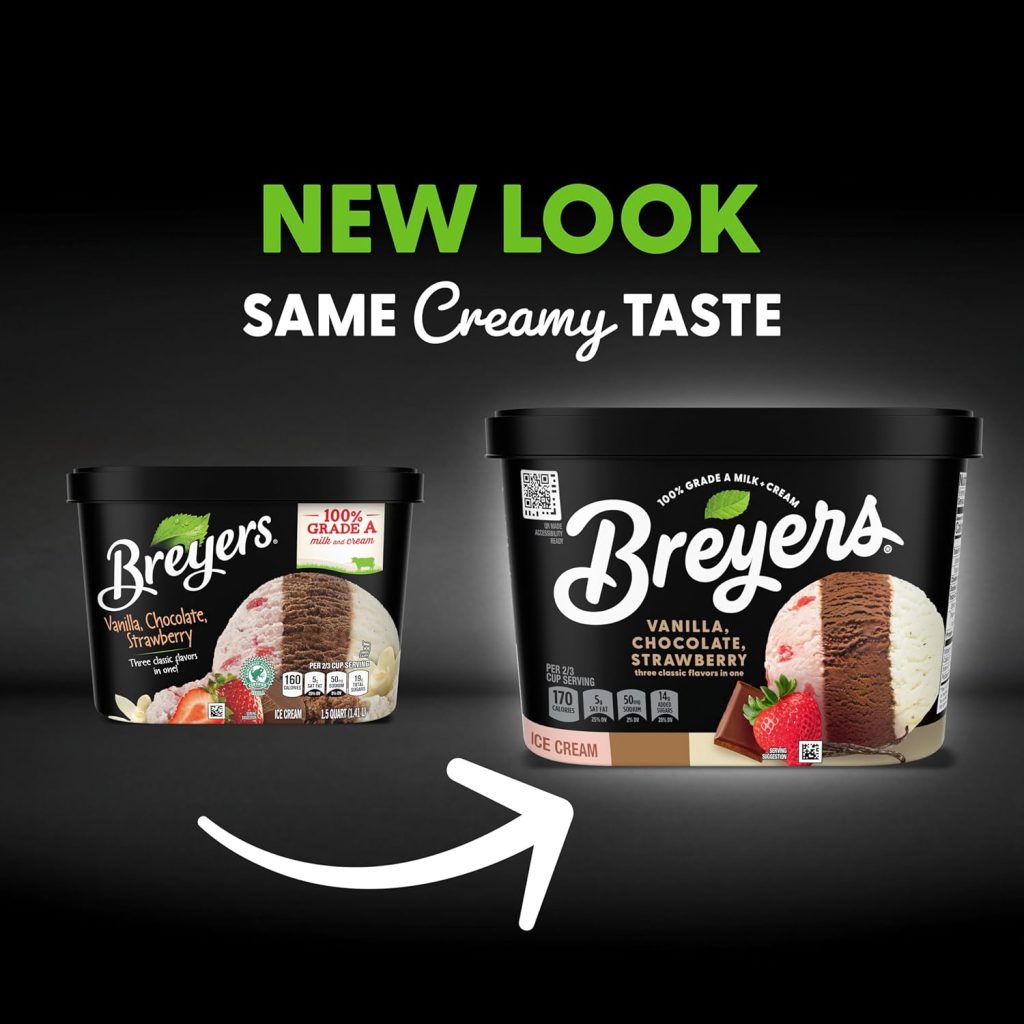 Neapolitan Ice Cream: Breyers Original Vanilla, Chocolate, and Strawberry Made with 100% Grade A Milk and Cream, 48 Oz for a Delicious Frozen Treat