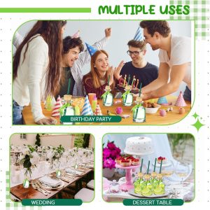 Patron Tequila Mini Bottles Shot Glasses – 24 Pack 1.7 oz Clear Reusable Glass Cups with Cork & Straw, Silk Ribbon Party Favors for Weddings and Drinks (50ml)