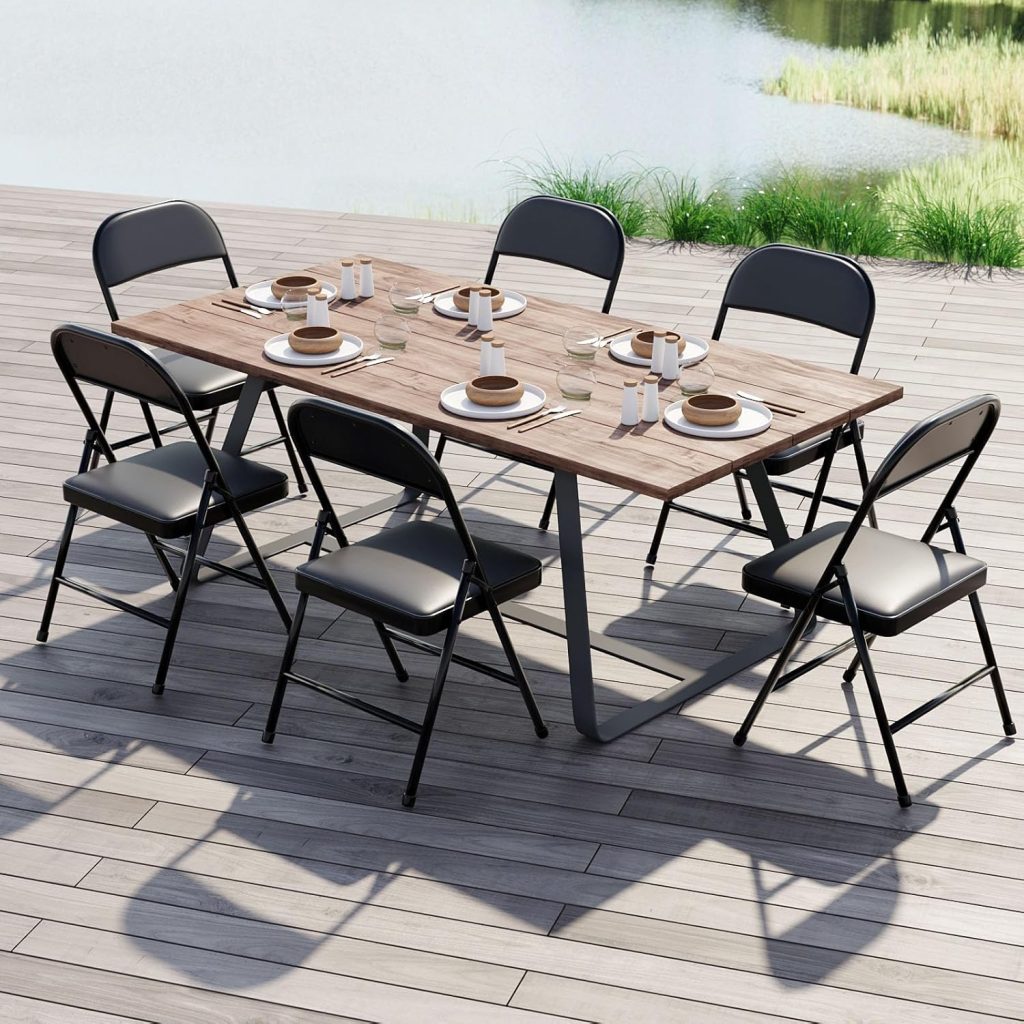 Shop Sunnylife Folding Chair 4 Pack – Padded Cushion & Back Support Khaki Metal Chairs, Durable Steel Frame for Home, Office, Indoor & Outdoor Events (Black)