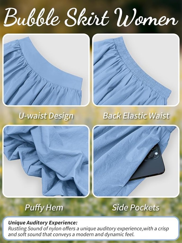 Bubble Skirt Long Maxi for Women – Puffy Hem A-Line Fall Winter Skirt with Elastic Waist & Pockets by ELLEVEN
