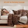 Leopard Print Electric Blanket – Beautyrest Brushed Faux Fur Throw with Ogee Texture, Auto Shut‑Off, Multi Heat Settings, UL Certified, Machine Washable, 50×60