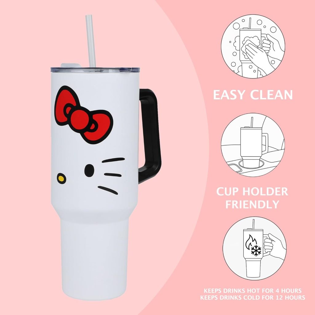 Hello Kitty Stanley 40oz Stainless Steel Tumbler – Bioworld Leak-Proof Travel Mug