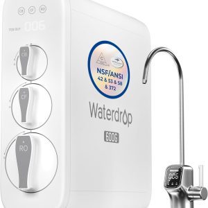 Well Water Filtration System – Waterdrop G3P600 8‑Stage Tankless Reverse Osmosis Filter, NSF Certified Under Sink RO with Smart LED Faucet