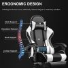 Chairs for Gaming: GTPLAYER Height Adjustable Computer Chair with Footrest, Lumbar Support, 360° Swivel Seat, and Headrest in Pearl White