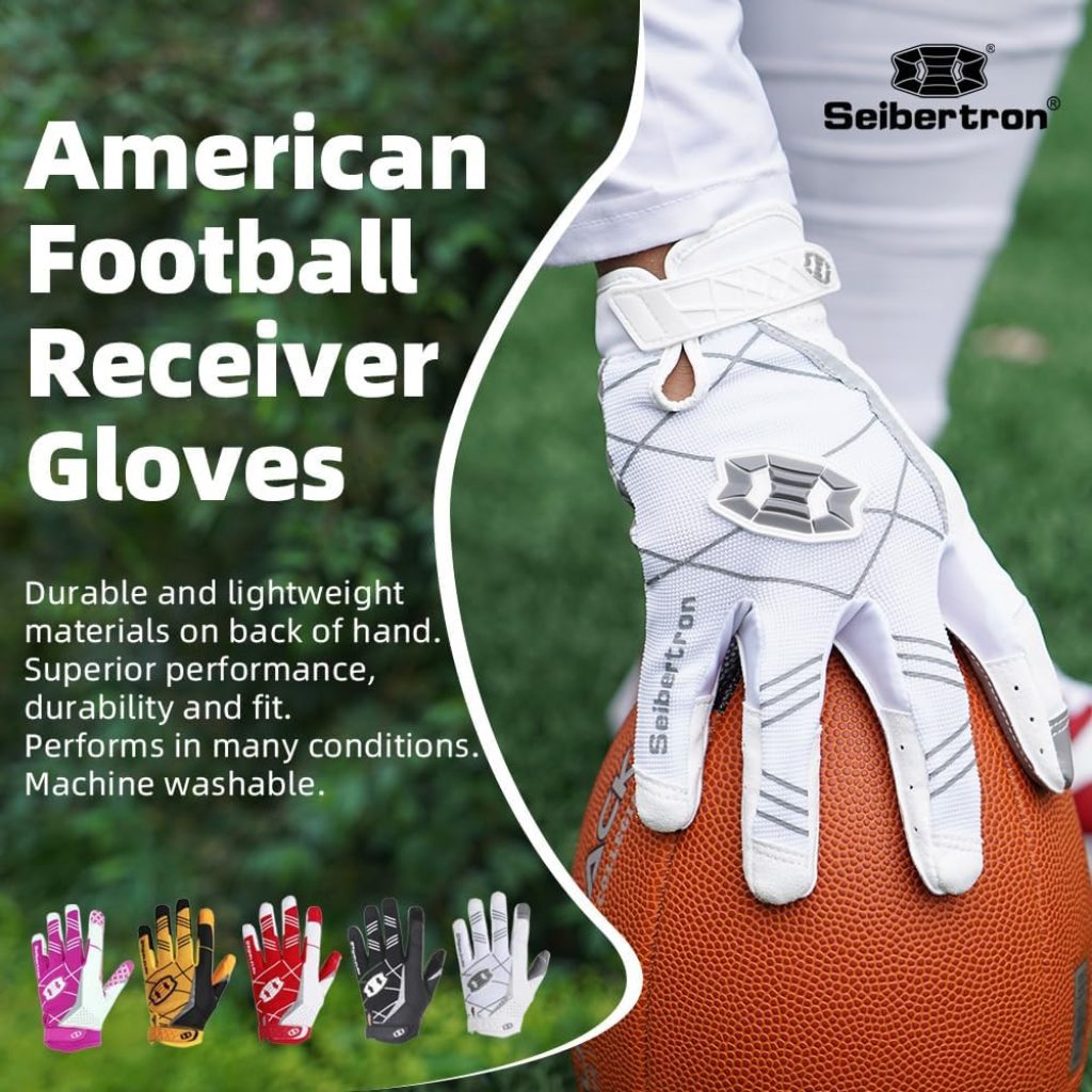 football gloves: Seibertron Pro 3.0 Elite Ultra-Stick Receiver Gloves for Youth and Adults, High-Grip Sports Performance 3 football gloves: Seibertron Pro 3.0 Elite Ultra-Stick Receiver Gloves for Youth and Adults, High-Grip Sports Performance