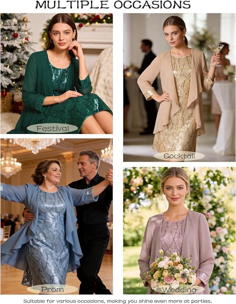 Mother of the Groom Dresses: GRACE KARIN Women's Sequin Two-Piece Knee-Length Formal Dress for Wedding Guests and Mothers of the Bride 4 Mother of the Groom Dresses: GRACE KARIN Women's Sequin Two-Piece Knee-Length Formal Dress for Wedding Guests and Mothers of the Bride