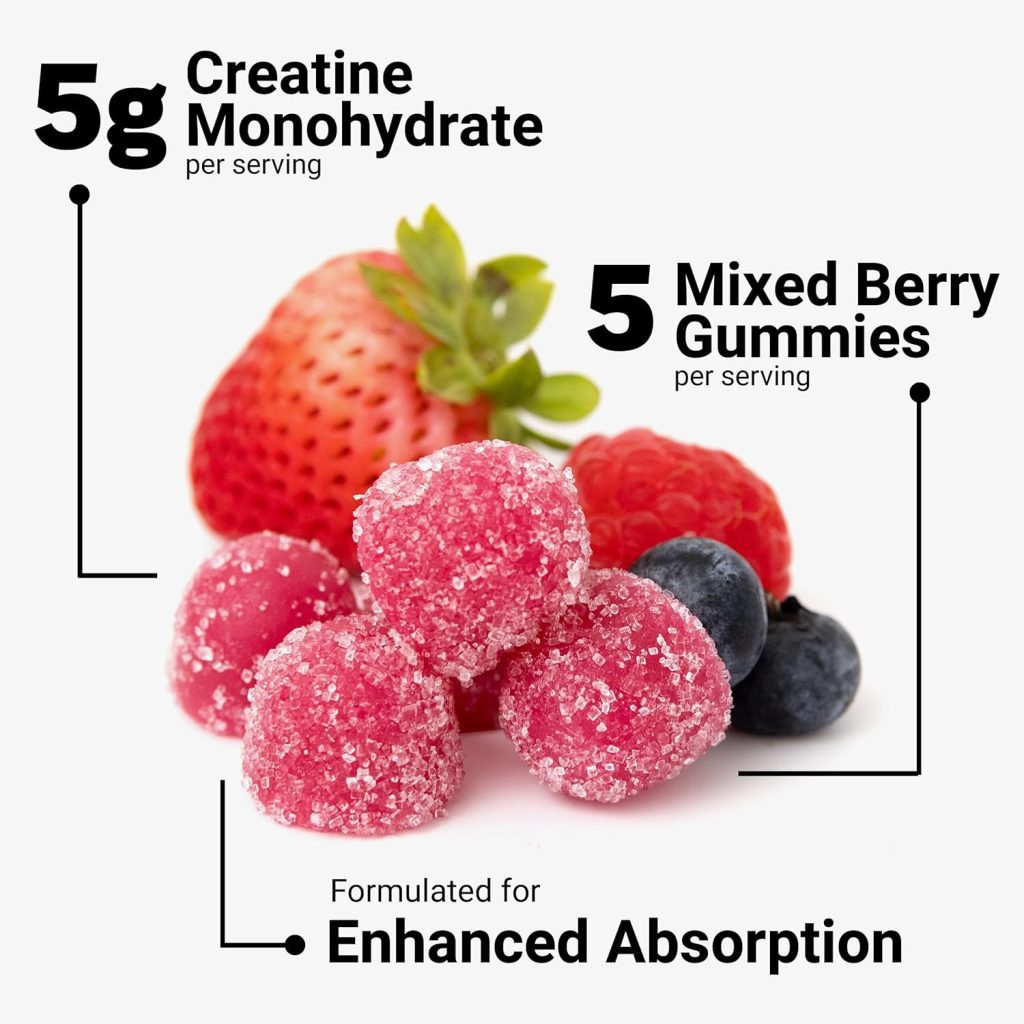 Creatine Gummies for Men & Women – 5g Force Factor Monohydrate, NSF Certified, Supports Muscle Strength, Recovery & Cognitive Health, Mixed Berry, 150 Count