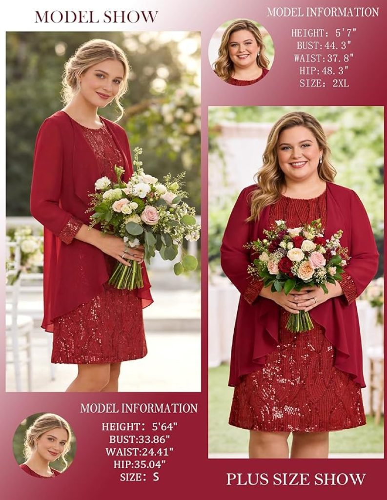 Mother of the Groom Dresses: GRACE KARIN Women's Sequin Two-Piece Knee-Length Formal Dress for Wedding Guests and Mothers of the Bride