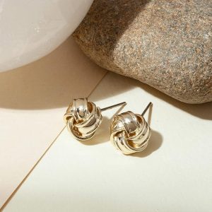 Gold Earrings for Women – 14K Gold Plated Love Knot Studs with 925 Sterling Silver Posts by PAVOI