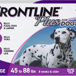 FRONTLINE Plus Flea and Tick Spot Treatment for Large Dogs – Waterproof Topical Prevention, 45-88 lbs, 3 Doses