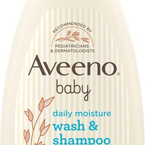 Aveeno Baby Daily Moisture 2-in-1 Body Wash & Shampoo – Tear-Free Oat Extract Formula for Sensitive Skin, 18 oz