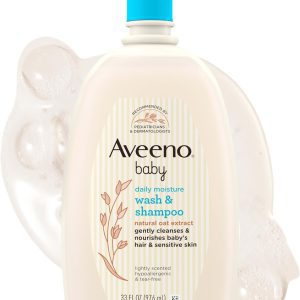Aveeno Baby Daily Moisture 2-in-1 Body Wash & Shampoo – 33 oz Tear-Free Oat Formula for Sensitive Skin