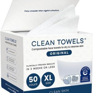 Clean Skin Club Clean Towels XL – Disposable Face Towels, 100% USDA Biobased, Eczema Accepted, 50 Count