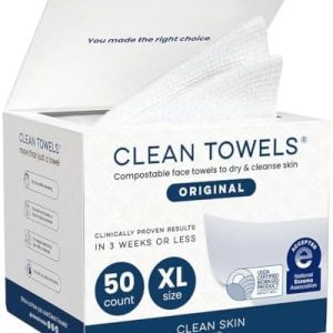 Clean Skin Club Clean Towels XL – USDA Biobased Disposable Face Towels, 50 Count, Eczema-Friendly Dry Wipes