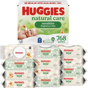 Huggies Natural Care Sensitive Baby Wipes – Unscented Hypoallergenic Wipes with 99% Purified Water, 768 Count Mega Pack