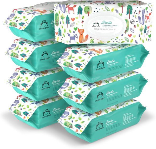 Mama Bear Gentle Baby Wipes 800 Count – Hypoallergenic Unscented Wipes Bulk Pack for Sensitive Skin