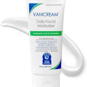 Vanicream Daily Facial Moisturizer – Lightweight Face Cream with Ceramides and Hyaluronic Acid for Sensitive Skin, 3 oz