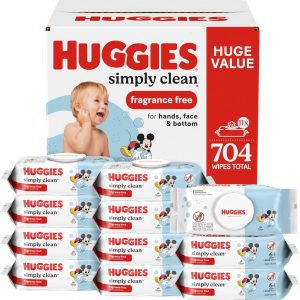 Huggies Simply Clean Unscented Baby Wipes – 704 Count Bulk Flip-Top Pack, Hypoallergenic & Alcohol-Free