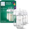 Philips Avent Glass Baby Bottles 8oz – 4-Pack with Natural Response Nipples for Pace-Feeding, Borosilicate Glass