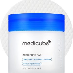 Medicube Zero Pore Pad 2.0 – Dual-Textured Exfoliating Facial Pads with AHA and BHA, 70 Count, Korean Skincare
