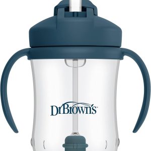 Dr. Brown’s Milestones First Straw Cup – 9 oz Anti-Leak Training Cup with Weighted Straw for Babies 6+ Months