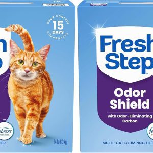Fresh Step Clumping Cat Litter – Multi-Cat Odor Control with Febreze, 14 lb (Pack of 2), Low Dust Formula