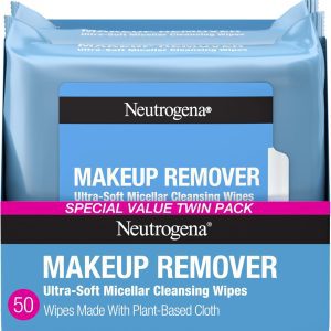 Neutrogena Micellar Makeup Remover Wipes Twin Pack – Gentle Plant-Based Face Towelettes for All Skin Types