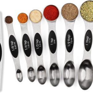 Magnetic Measuring Spoons Set – Stainless Steel Dual-Sided with Leveler, Stackable for Easy Storage