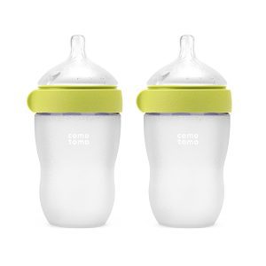 Comotomo 8oz Silicone Baby Bottles (2-Pack) – Gen 2 Wide-Neck Design with Dual Anti-Colic Vents for Newborns & Infants, Green
