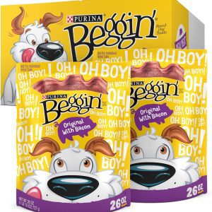 Purina Beggin’ Strips Bacon Flavor Dog Treats – 2-Pack (26 oz Each), Soft & Chewy Bacon-Flavored Snacks